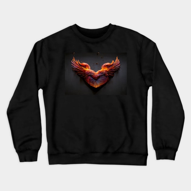 Flaming Heart Art  /  Flame Heart Unwind Designs Crewneck Sweatshirt by Unwind-Art-Work